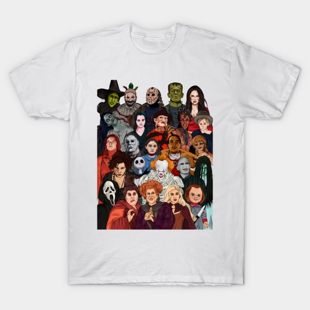Horror Movie Characters T-Shirt by Annabalynne